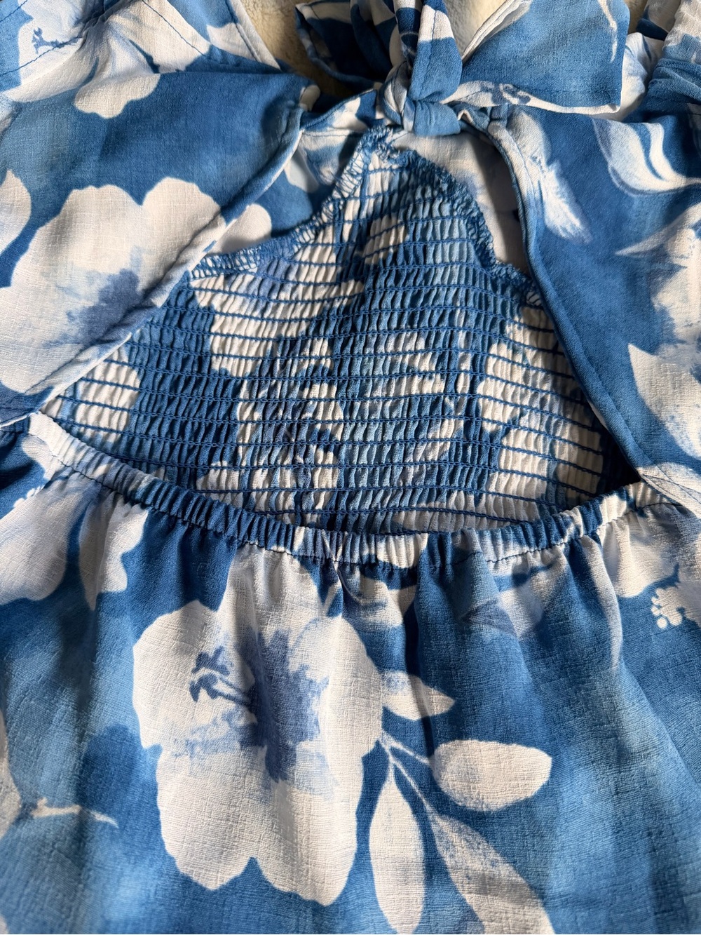 Blue Floral Mini Dress with Ruffle Straps - Picture 9 of 9